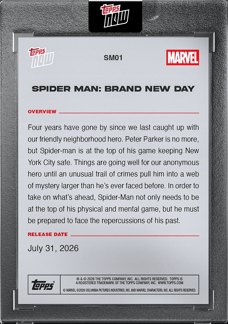 2026 Topps Now Marvel Spider-Man #SM01 Brand New Day Cover Art Card