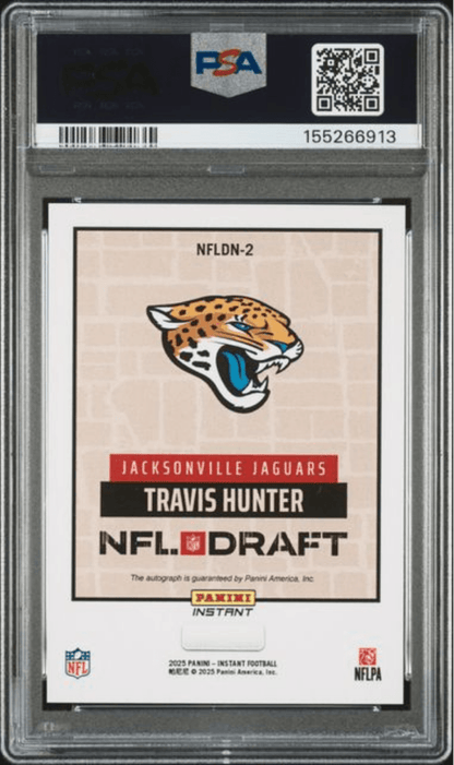 Graded 2025 Panini Instant Travis Hunter #NFLDN2 NFL Draft Night Auto Rookie RC Football Card Authentic Auto PSA 10 Gem Mint
