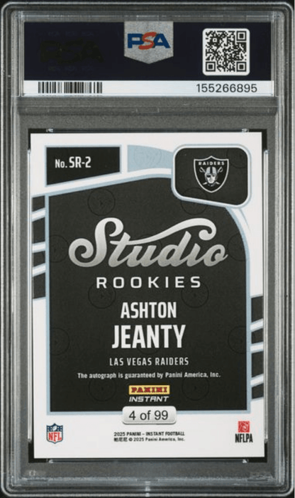 Graded 2025 Panini Instant Ashton Jeanty #SR2 Studio Rookies Auto /99 Rookie RC Football Card Authentic Auto PSA 9 Mint