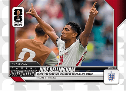 2026 Panini Instant FIFA World Cup Jude Bellingham #241 Superstar Snaps Up Seventh in Third Place Match England Soccer Card