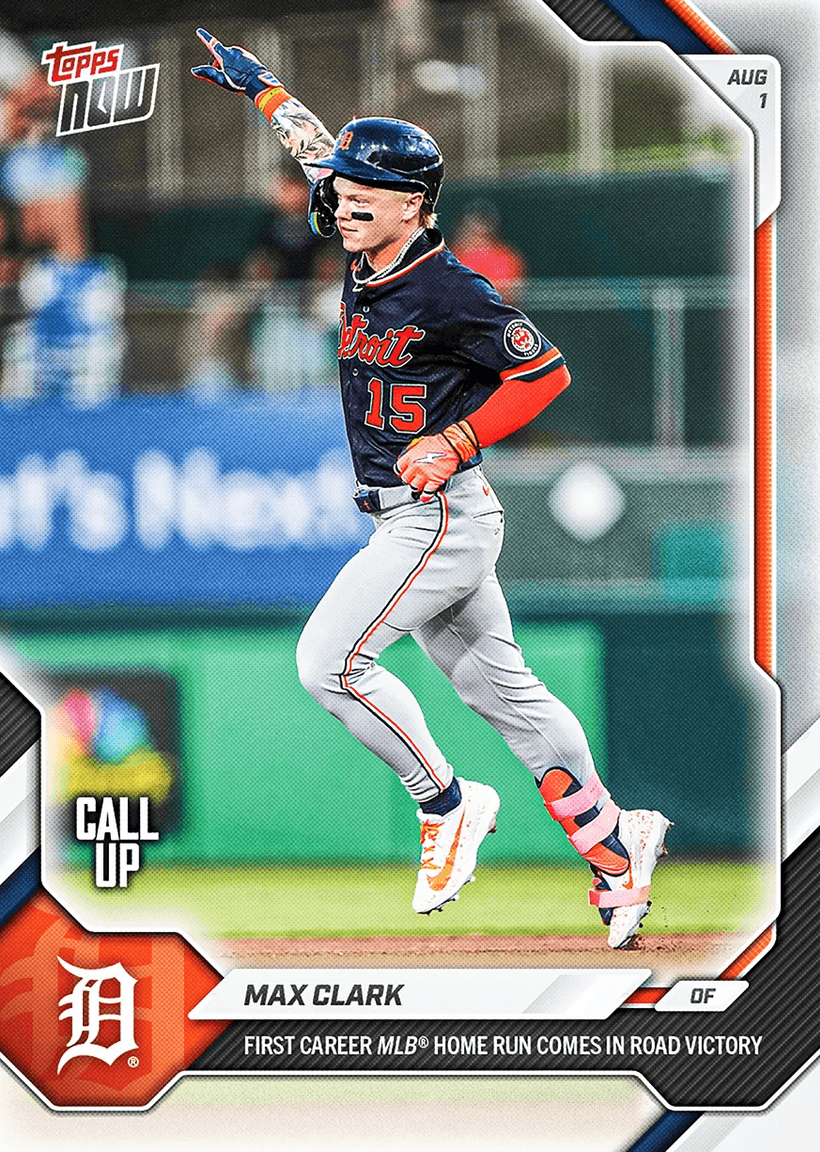 2026 Topps Now Max Clark #509 First Career MLB Home Run Comes in Road Victory Detroit Tigers Rookie RC Baseball Card