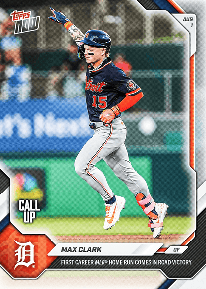 2026 Topps Now Max Clark #509 First Career MLB Home Run Comes in Road Victory Detroit Tigers Rookie RC Baseball Card