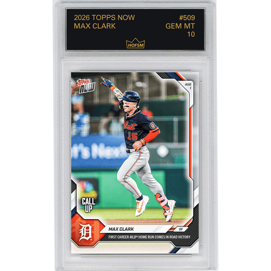 Graded 2026 Topps Now Max Clark #509 1st Career MLB Home Run Comes in Road Victory Detroit Tigers Rookie RC Baseball Card HOFSM 10 Gem Mint