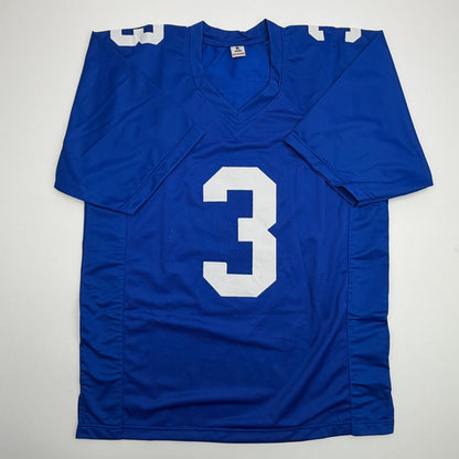 Autographed/Signed Abdul Carter New York #3 Blue Football Jersey Beckett BAS COA