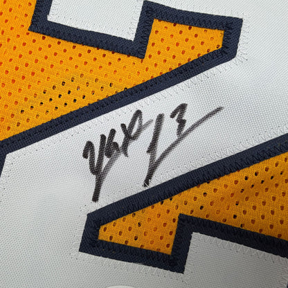 Autographed/Signed Yaxel Lendeborg Michigan Yellow College Basketball Jersey JSA COA