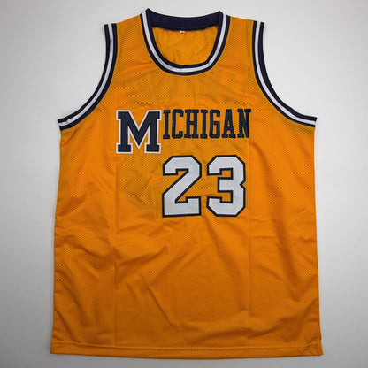 Autographed/Signed Yaxel Lendeborg Michigan Yellow College Basketball Jersey JSA COA
