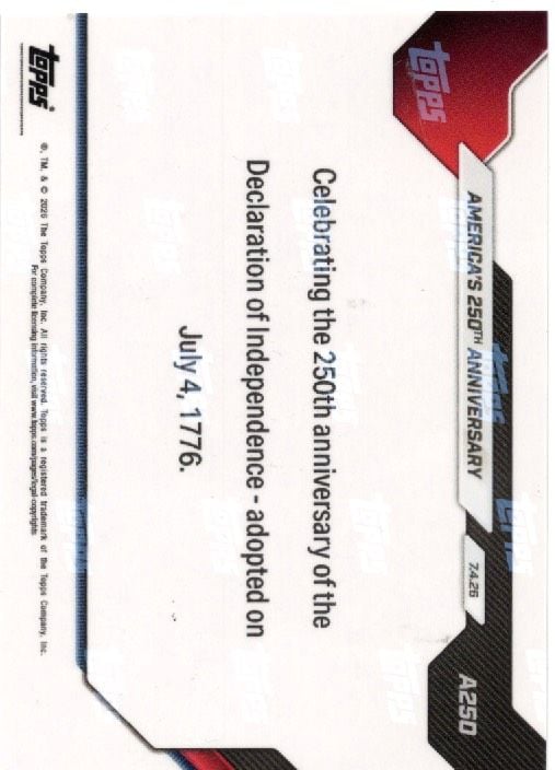 2026 Topps Now America #A250 Green Foil /99 America's 250th Anniversay Memorabilia Card