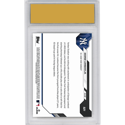 Graded 2026 Topps Now George Lombard Jr #521 Yankees Top Prospect Slugs HR for 1st MLB Hit New York Yankees Rookie RC Baseball Card HOFSM 10 Gem Mint