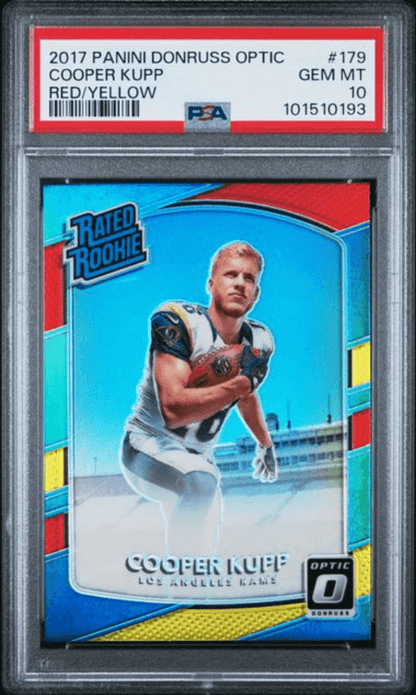 Graded 2017 Panini Donruss Optic Cooper Kupp #179 Red/Yellow Rookie RC Football Card PSA 10 Gem Mint