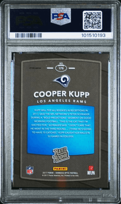 Graded 2017 Panini Donruss Optic Cooper Kupp #179 Red/Yellow Rookie RC Football Card PSA 10 Gem Mint