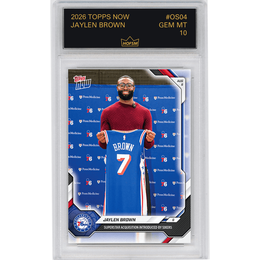 Graded 2026 Topps Now Jaylen Brown #OS04 Superstar Acquisition Introduced by Sixers Philadelphia 76ers Basketball Card HOFSM 10 Gem Mint