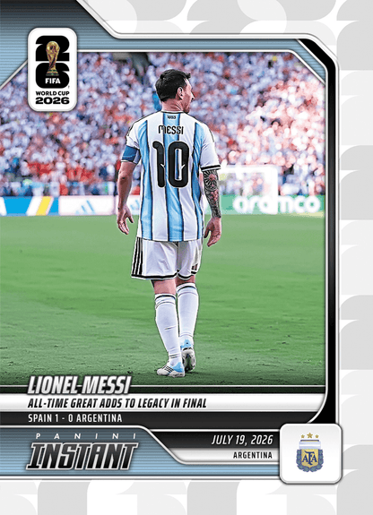 2026 Panini Instant FIFA World Cup Lionel Messi #248 All Time Great Adds to Legacy in Final Argentina Soccer Card