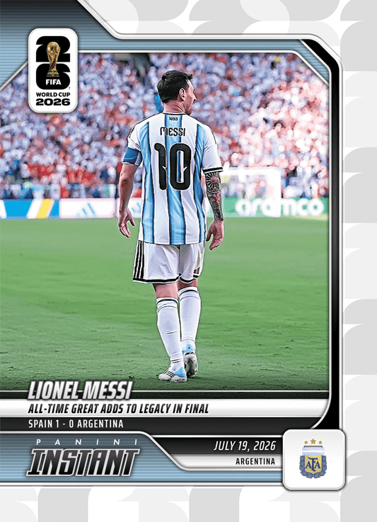 2026 Panini Instant FIFA World Cup Lionel Messi #248 All Time Great Adds to Legacy in Final Argentina Soccer Card