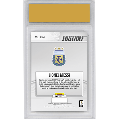 Graded 2026 Panini Instant FIFA World Cup Lionel Messi #254 Silver Boot Winner Argentina Soccer Card HOFSM 10 Gem Mint
