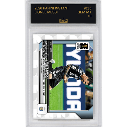 Graded 2026 Panini Instant FIFA World Cup Lionel Messi #235 Messi Assists Trophy Holders' Trip Back to Final Argentina Soccer Card HOFSM 10 Gem Mint