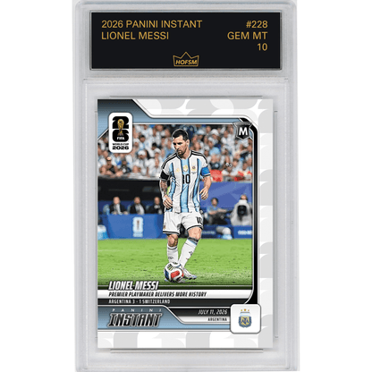 Graded 2026 Panini Instant FIFA World Cup Lionel Messi #228 Premier Playmaker Delivers More History Argentina Soccer Card HOFSM 10 Gem Mint