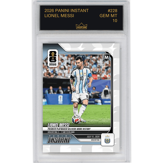 Graded 2026 Panini Instant FIFA World Cup Lionel Messi #228 Premier Playmaker Delivers More History Argentina Soccer Card HOFSM 10 Gem Mint