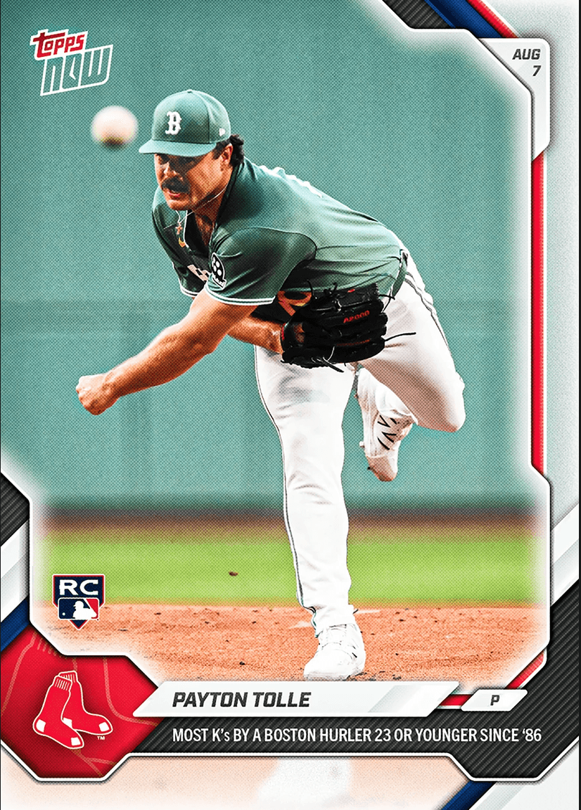 2026 Topps Now Payton Tolle #530 Most Ks by a Boston Hurler 23 or Younger Since '86 Boston Red Sox Rookie RC Baseball Card