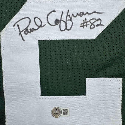 Framed Autographed/Signed Paul Coffman 35x39 Green Bay Green Football Jersey Beckett BAS COA