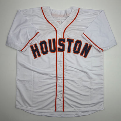 Autographed/Signed Carlos Correa Houston White Baseball Jersey Beckett BAS COA