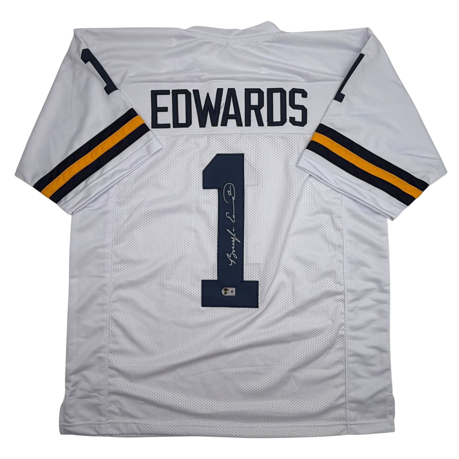 Autographed/Signed Braylon Edwards Michigan White College Football Jersey Beckett BAS COA