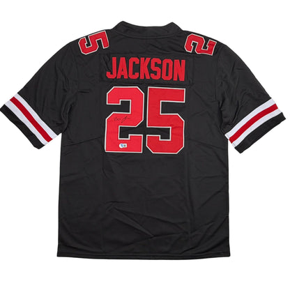 Autographed/Signed Lamar Bo Jackson Ohio State Black College Football Jersey Beckett BAS COA