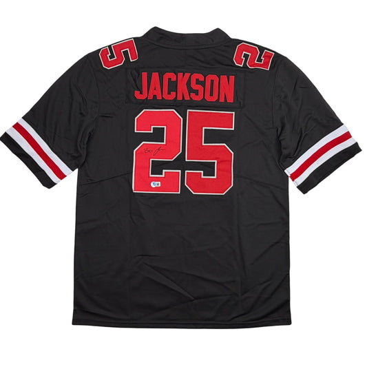 Autographed/Signed Lamar Bo Jackson Ohio State Black College Football Jersey Beckett BAS COA