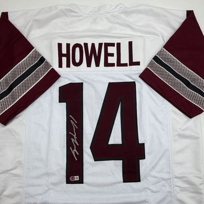 Autographed/Signed Sam Howell Washington White Football Jersey Beckett BAS COA
