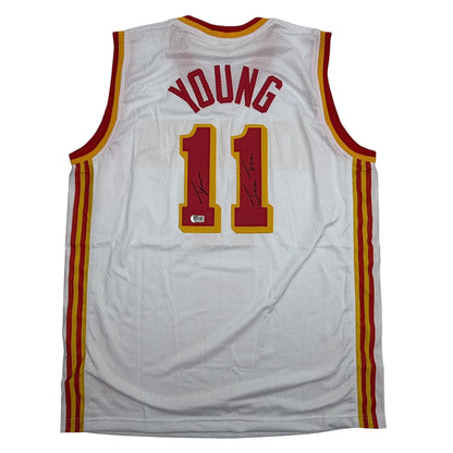 Autographed/Signed Trae Young Ice Trae Atlanta White Basketball Jersey Beckett BAS COA