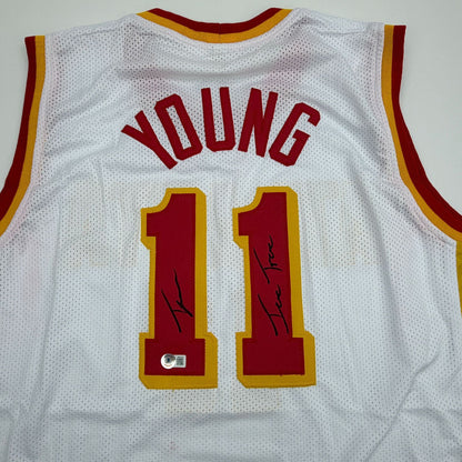 Autographed/Signed Trae Young Ice Trae Atlanta White Basketball Jersey Beckett BAS COA