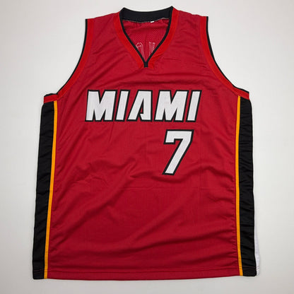 Facsimile Autographed Giannis Antetokounmpo Miami Red Reprint Laser Auto Basketball Jersey Size Men's XL