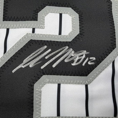 Framed Autographed/Signed Colson Montgomery 35x39 Chicago Pinstripe Baseball Jersey Beckett BAS COA