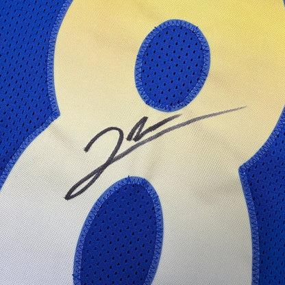 Framed Autographed/Signed Jared Verse 35x39 Los Angeles LA Blue Football Jersey Beckett BAS COA