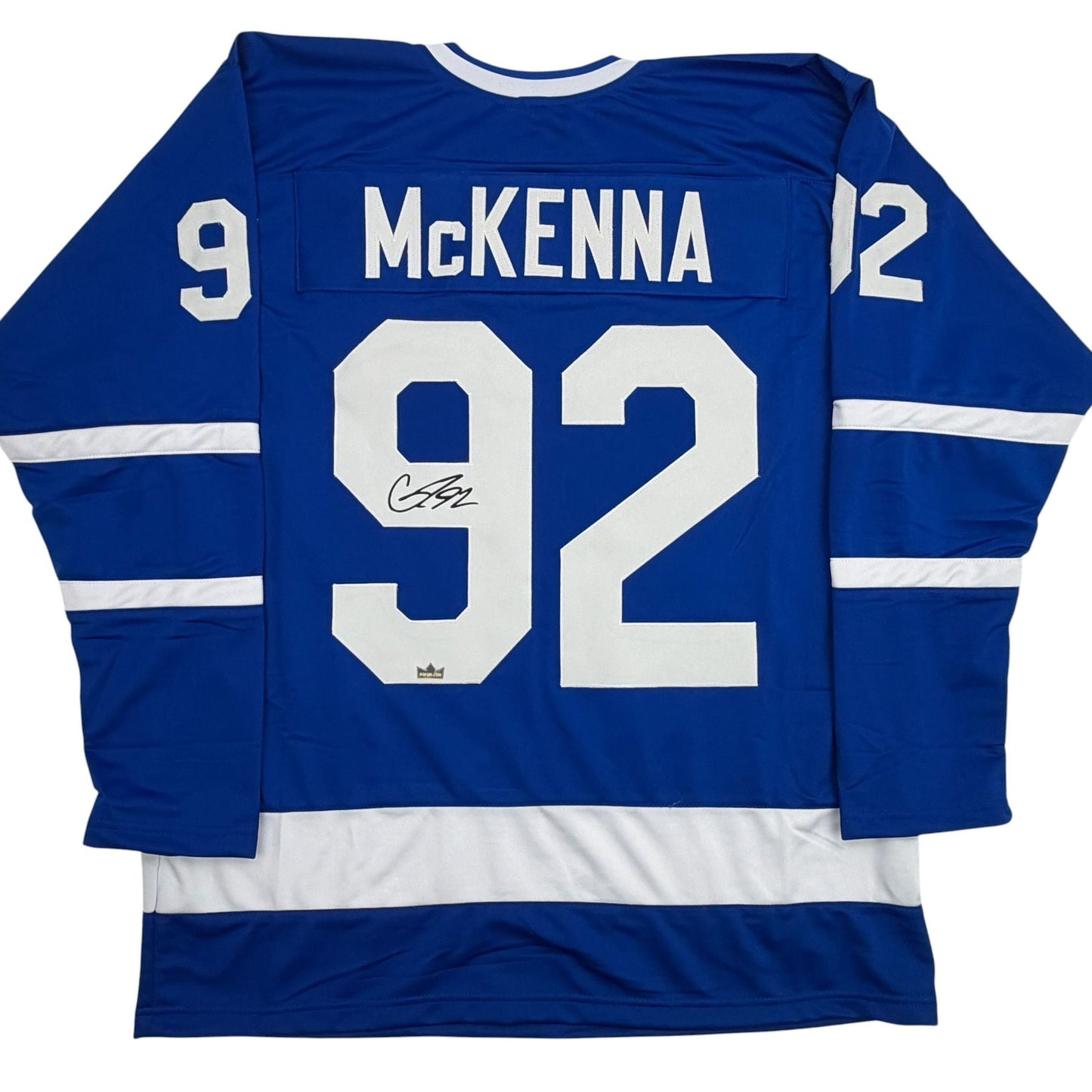 Facsimile Autographed Gavin McKenna Toronto Blue Reprint Laser Auto Hockey Jersey Size Men's XL