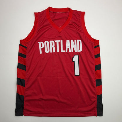 Facsimile Autographed Ja Morant Portland Red Reprint Laser Auto Basketball Jersey Size Men's XL