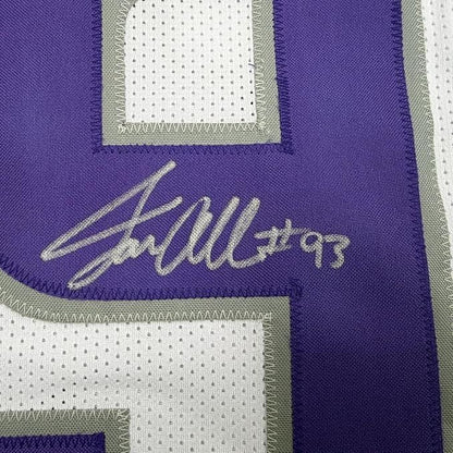 Framed Autographed/Signed Jonathan Allen 35x39 Minnesota White Out Alternate Football Jersey Beckett BAS COA