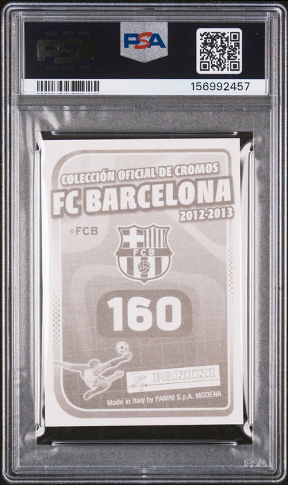Graded 2012 Panini Lionel Messi #160 FC Barcelona Stickers Soccer Card PSA 10 Gem Mint