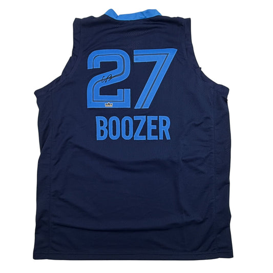Facsimile Autographed Cameron Boozer Memphis Navy Blue Reprint Laser Auto Basketball Jersey Size Men's XL