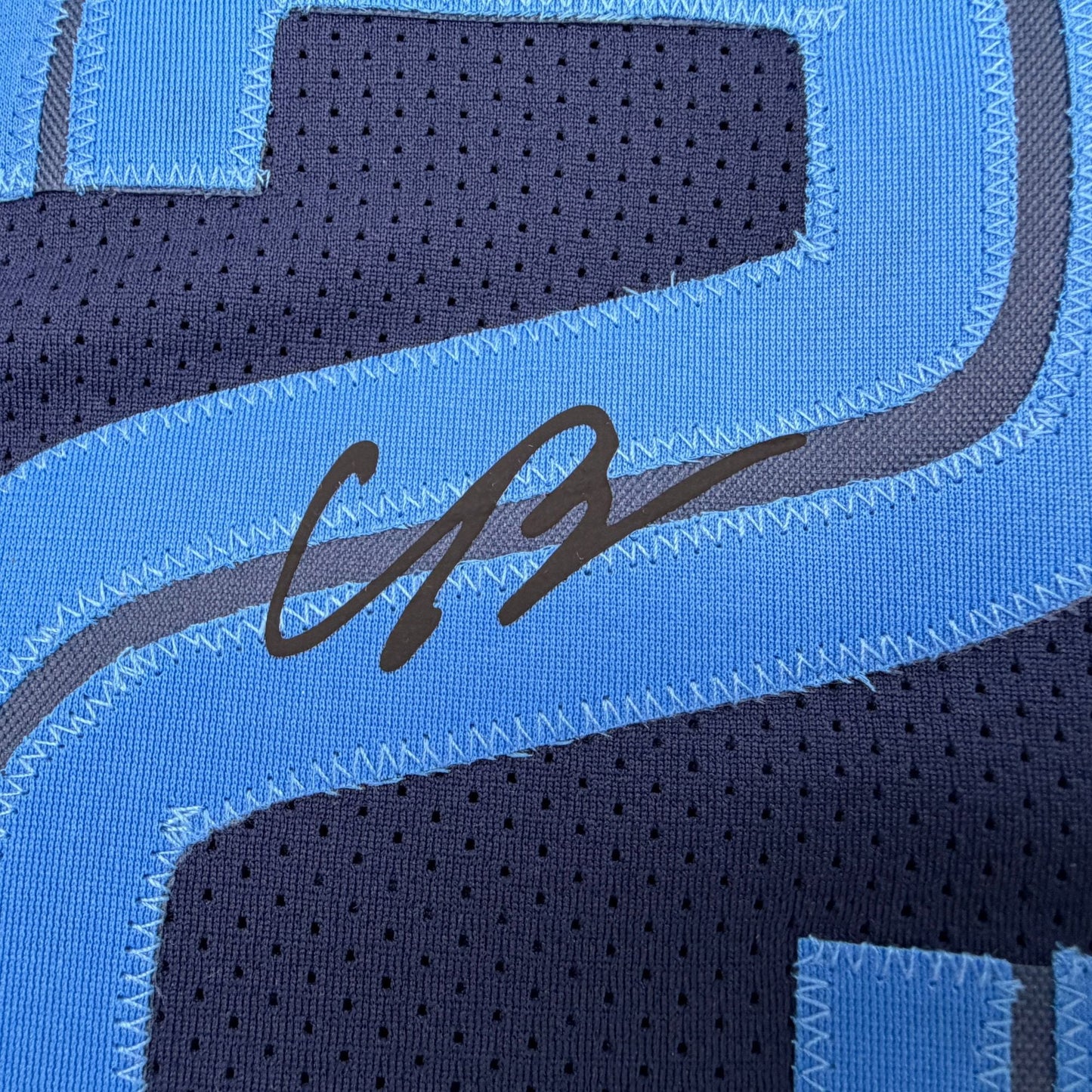 Facsimile Autographed Cameron Boozer Memphis Navy Blue Reprint Laser Auto Basketball Jersey Size Men's XL