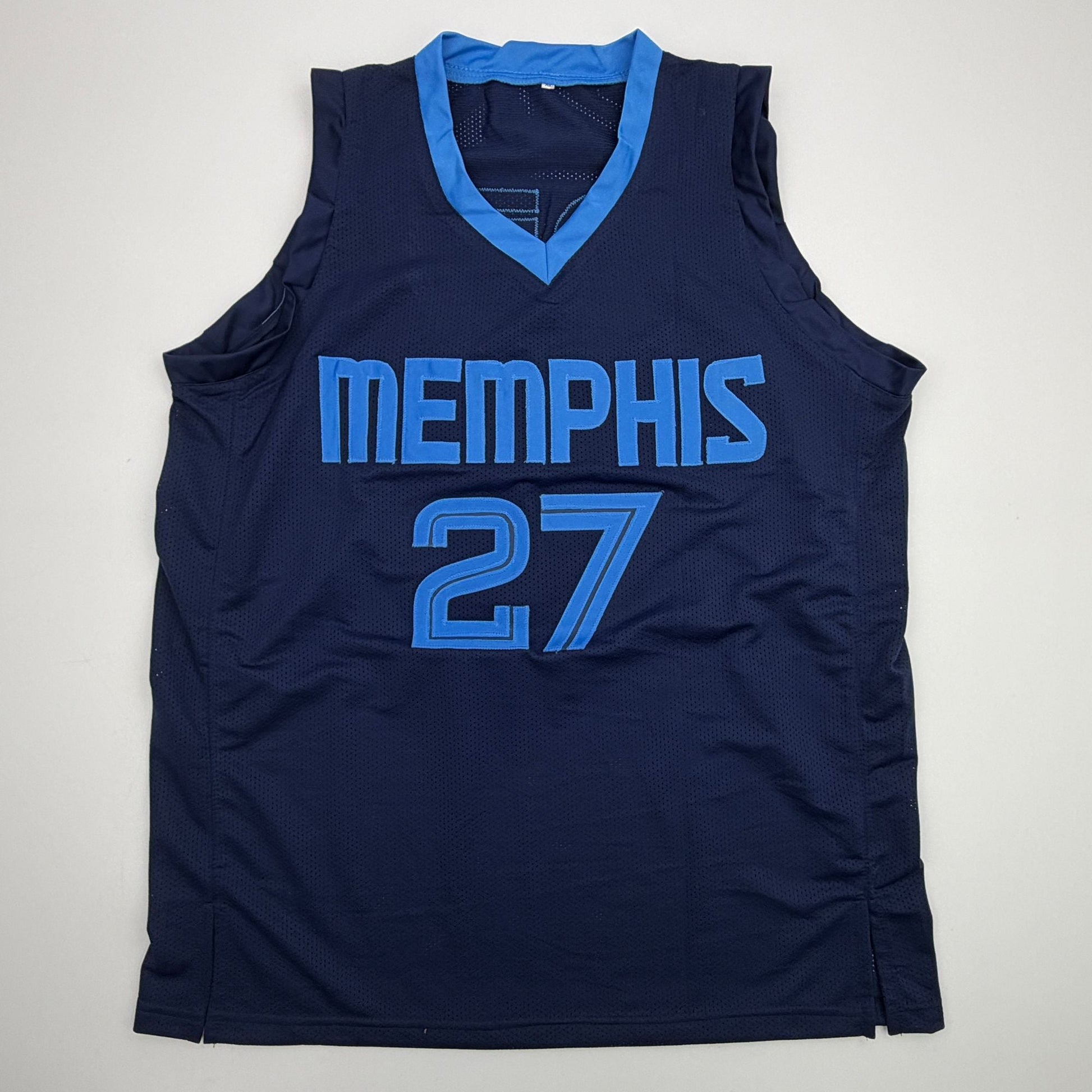 Facsimile Autographed Cameron Boozer Memphis Navy Blue Reprint Laser Auto Basketball Jersey Size Men's XL