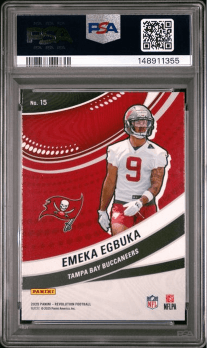 Graded 2025 Panini Revolution Emeka Egbuka #15 Futures Rookie RC Football Card PSA 10 Gem Mint