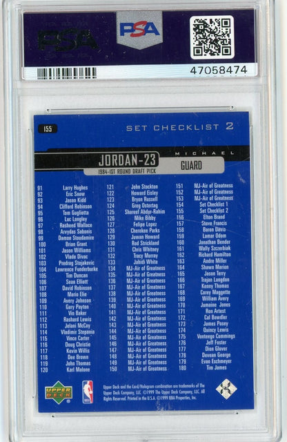 Graded 1999 Upper Deck Michael Jordan #155 Set Checklist 2 Basketball Card PSA 10 Gem Mint