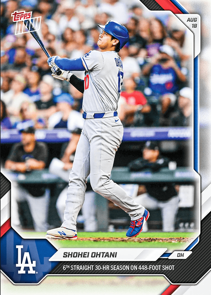 2026 Topps Now Shohei Ohtani #571 6th Straight 30-HR Season on 448 Foot Shot Los Angeles Dodgers Baseball Card