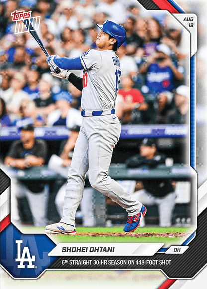 2026 Topps Now Shohei Ohtani #571 6th Straight 30-HR Season on 448 Foot Shot Los Angeles Dodgers Baseball Card