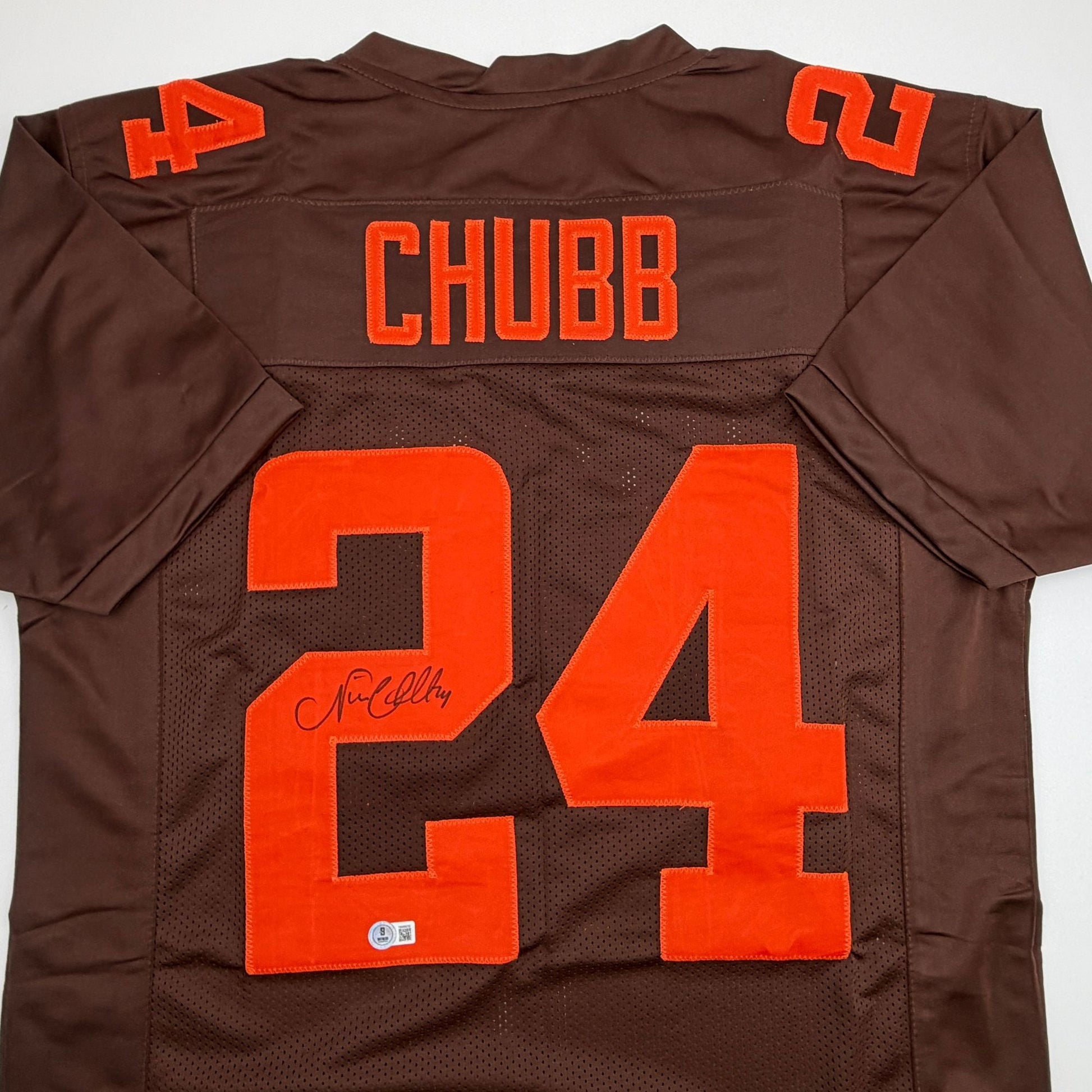 Autographed/Signed Nick Chubb Cleveland Color Rush Football Jersey Beckett BAS COA