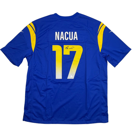 Autographed/Signed Puka Nacua #17 Los Angeles LA Rams Blue Authentic Nike Rookie Football Jersey Fanatics COA
