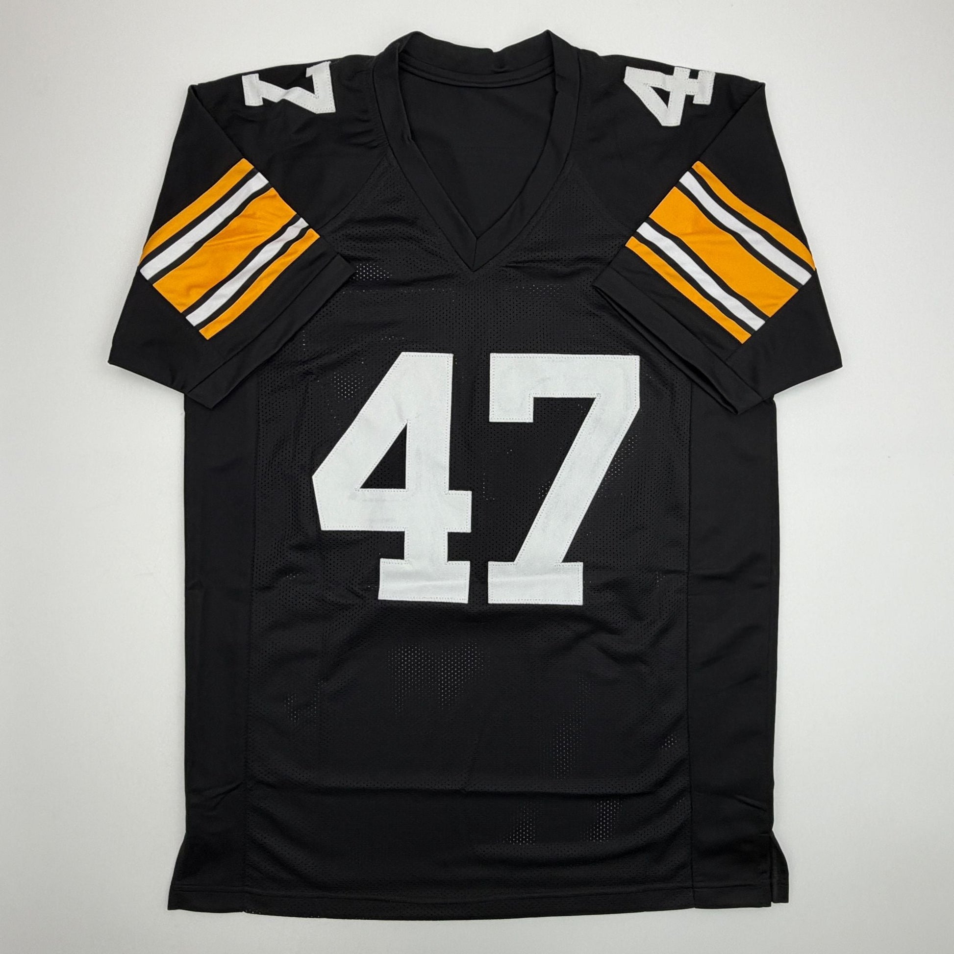 Autographed/Signed Mel Blount Pittsburgh Black Football Jersey Beckett BAS COA