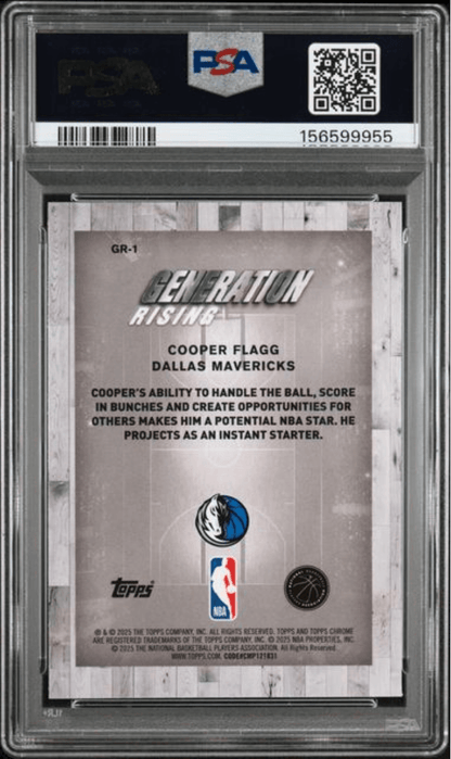 Graded 2025 Topps Chrome Cooper Flagg #GR1 Generation Rising Rookie RC Basketball Card PSA 10 Gem Mint