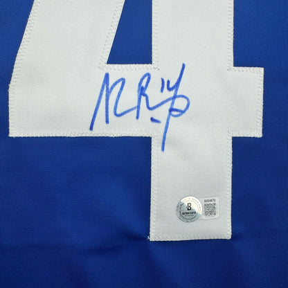 Autographed/Signed Alexandre Alex Burrows Vancouver Blue Hockey Jersey Beckett BAS COA