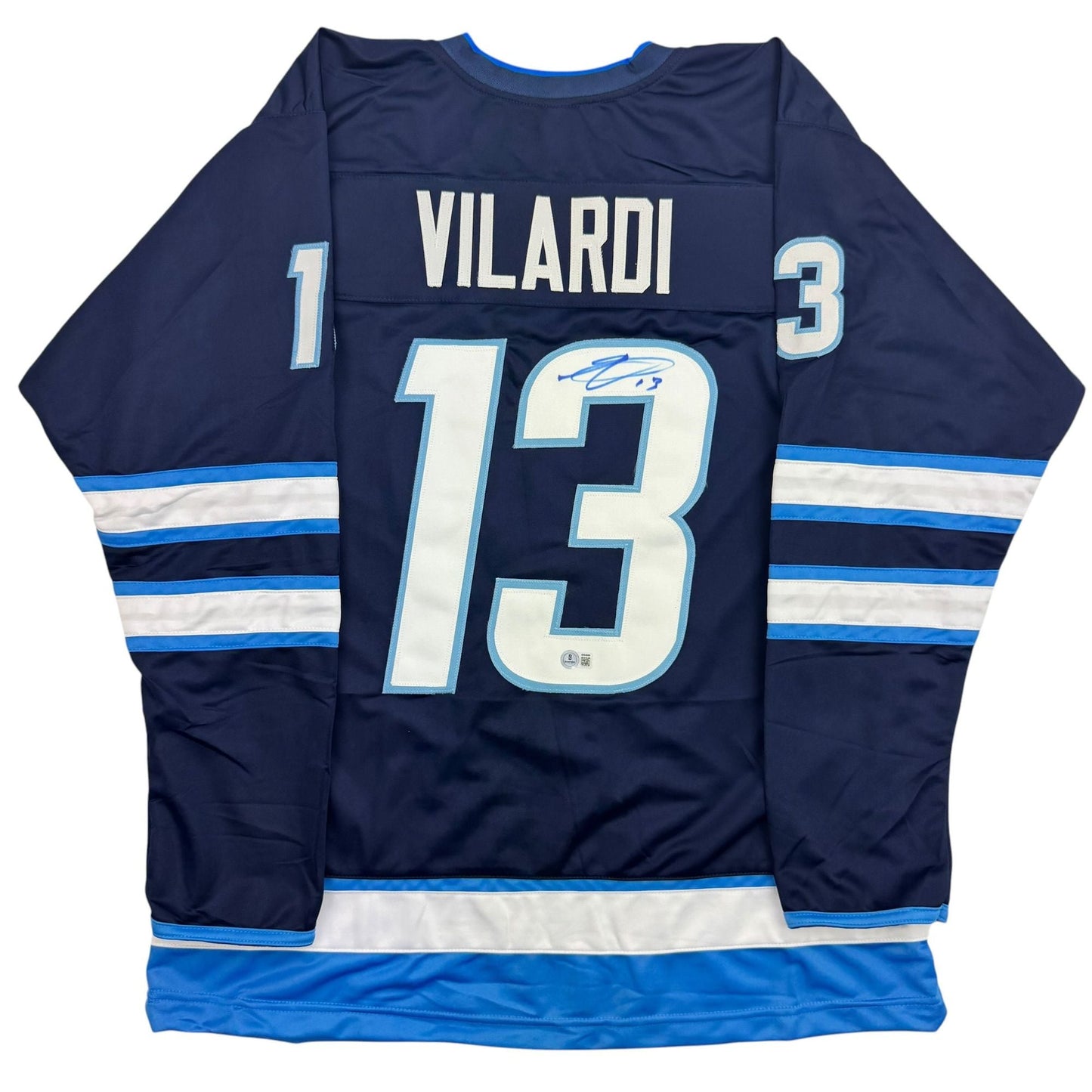 Autographed/Signed Gabriel Vilardi Winnipeg Blue Hockey Jersey Beckett BAS COA